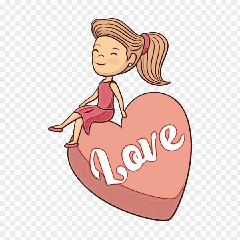Cartoon Pink Heart Logo Love PNG