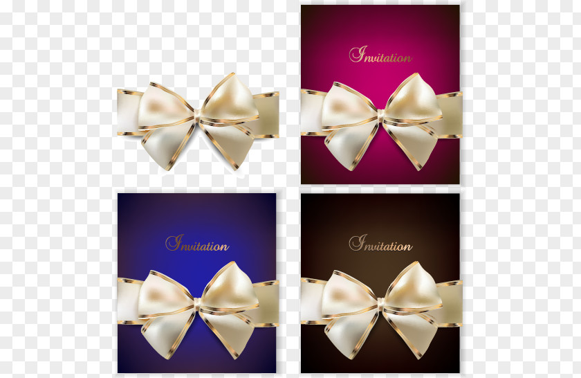 Exquisite Bow Wedding Invitation Greeting Card Clip Art PNG