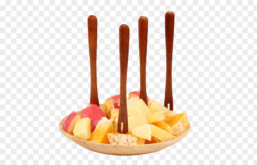 Fruit Plate And Fork Ice Cream Salad Pastry PNG