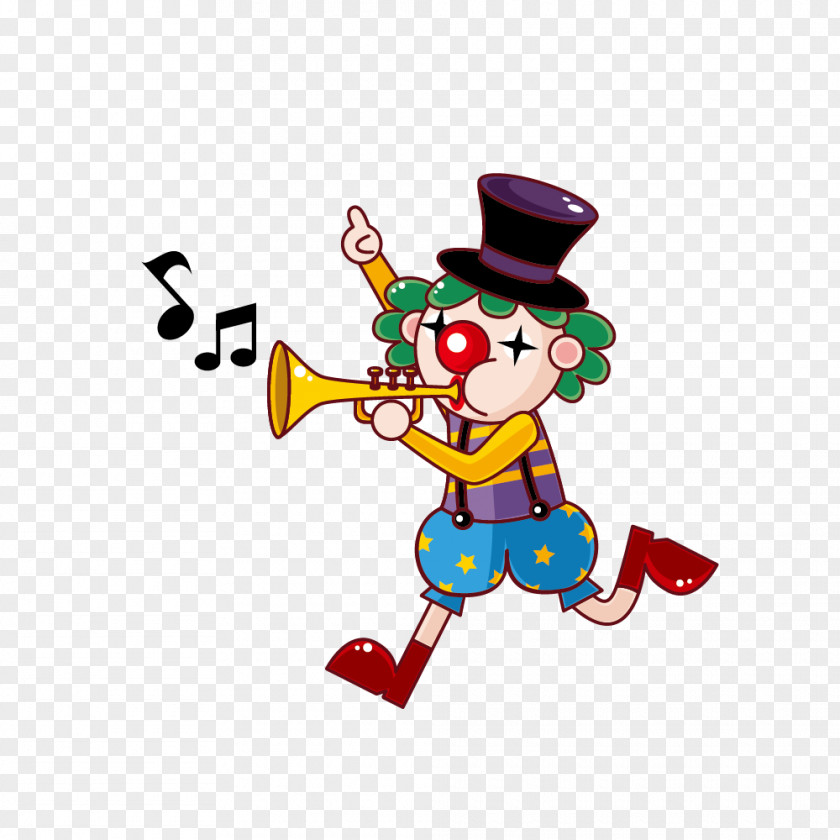 Vector Drawing Trumpet Clown Circus Cartoon Illustration PNG