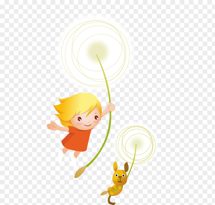 Child Flying A Kite Cartoon Illustration PNG