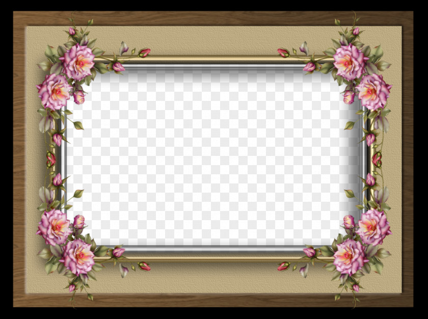 Flower Boarder Picture Frames Paper Watercolor Painting PNG