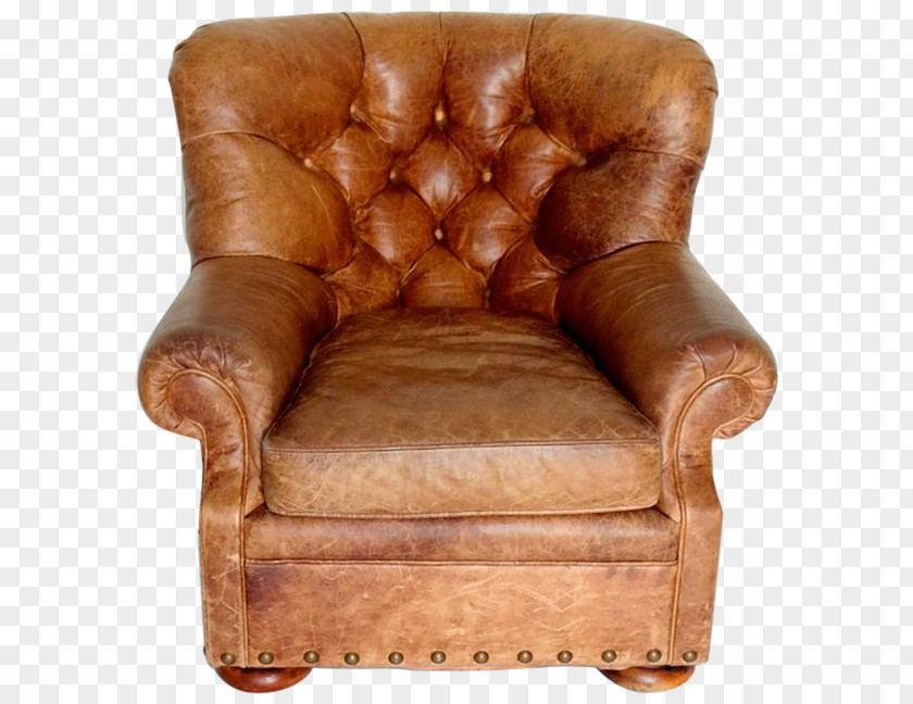 Leather Vintage Club Chair Furniture Couch Seat PNG