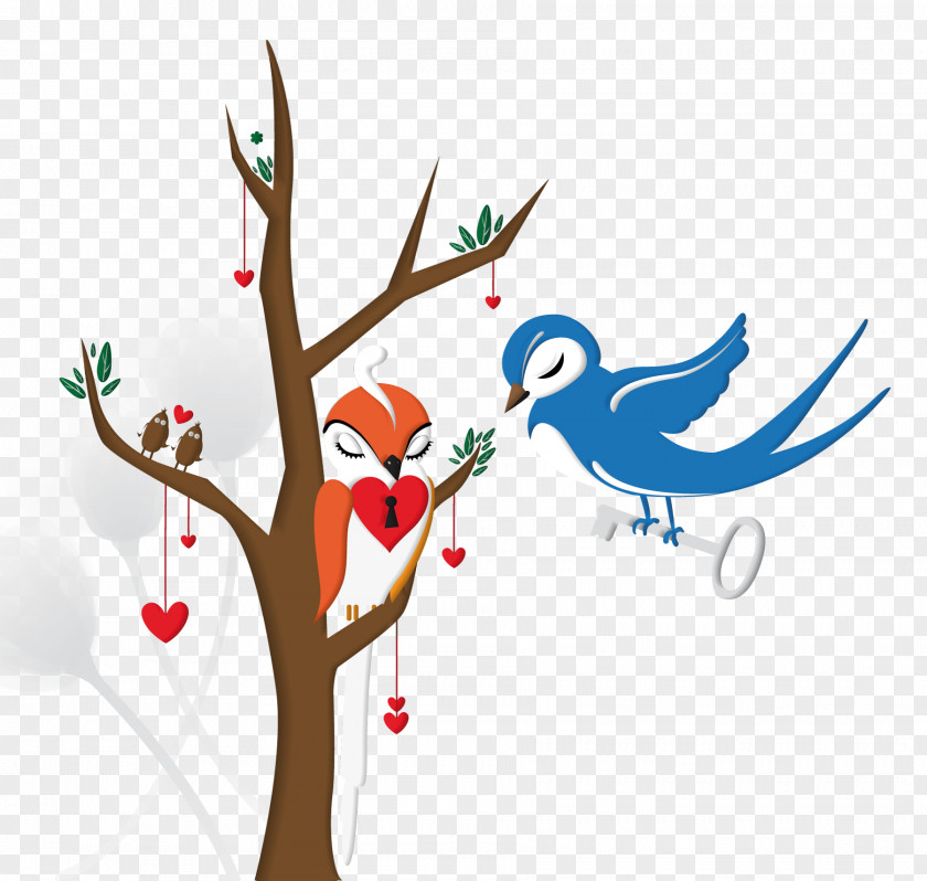 Love Birds Bird Paper Sticker Tree PNG