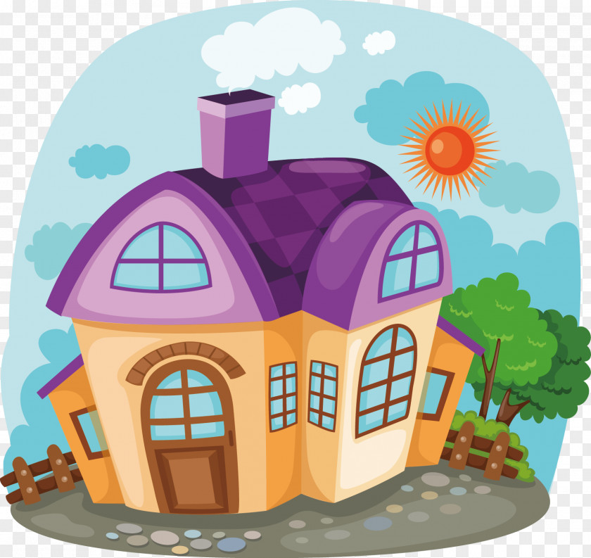 Beautifully Painted Decorative Design Home House Cartoon Illustration PNG