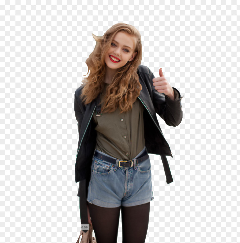 Model Frida Gustavsson Fashion Leather Jacket Jeans PNG