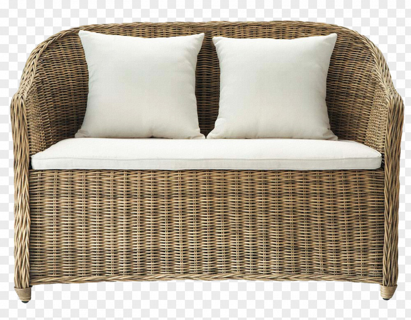 Wicker Bench Banquette Couch Garden Cushion PNG