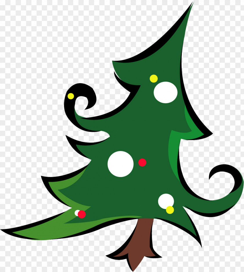 Green Christmas Tree Santa Claus Cartoon Animation PNG