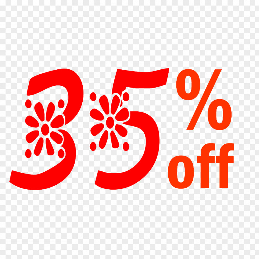 Spring 35% Off Discount Tag. PNG