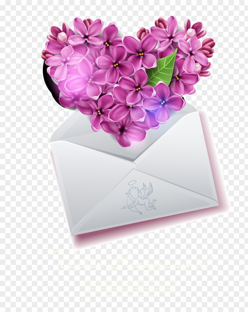 Envelope Flower Heart Valentines Day Clip Art PNG