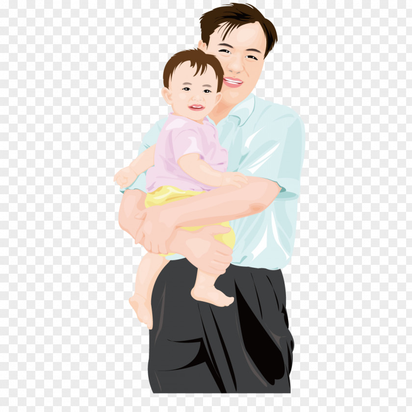 Hold The Child's Father Finger Sleeve Cartoon Human Behavior Illustration PNG