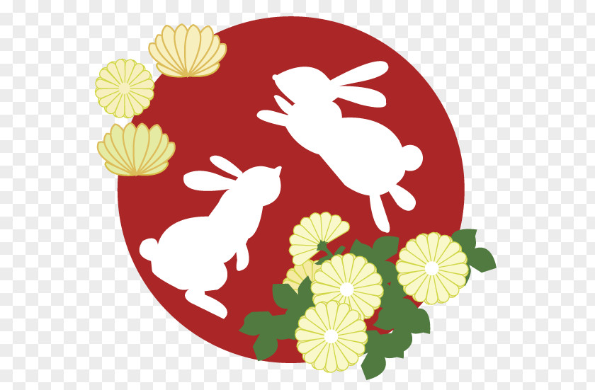 Floral Design Illustration New Year Card Rabbit PNG