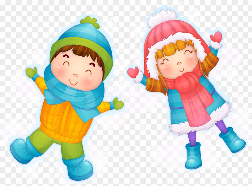 Happy Children Wearing Warm Winter Snow Angel Child Euclidean Vector PNG