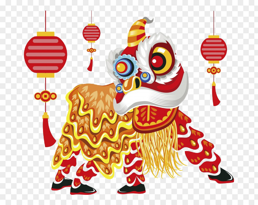 Cartoon Lion Dance Chinese New Year Illustration PNG