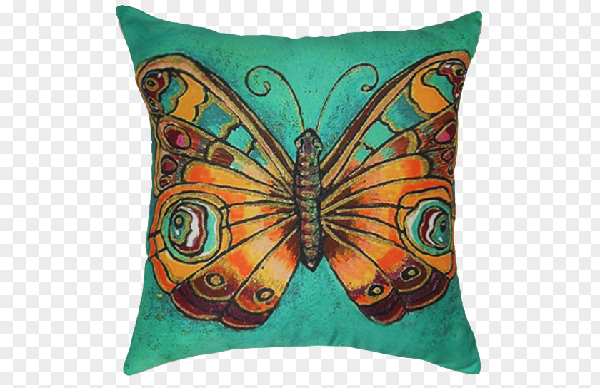 Green Butterfly Pillow Cushion Throw Monarch Couch PNG
