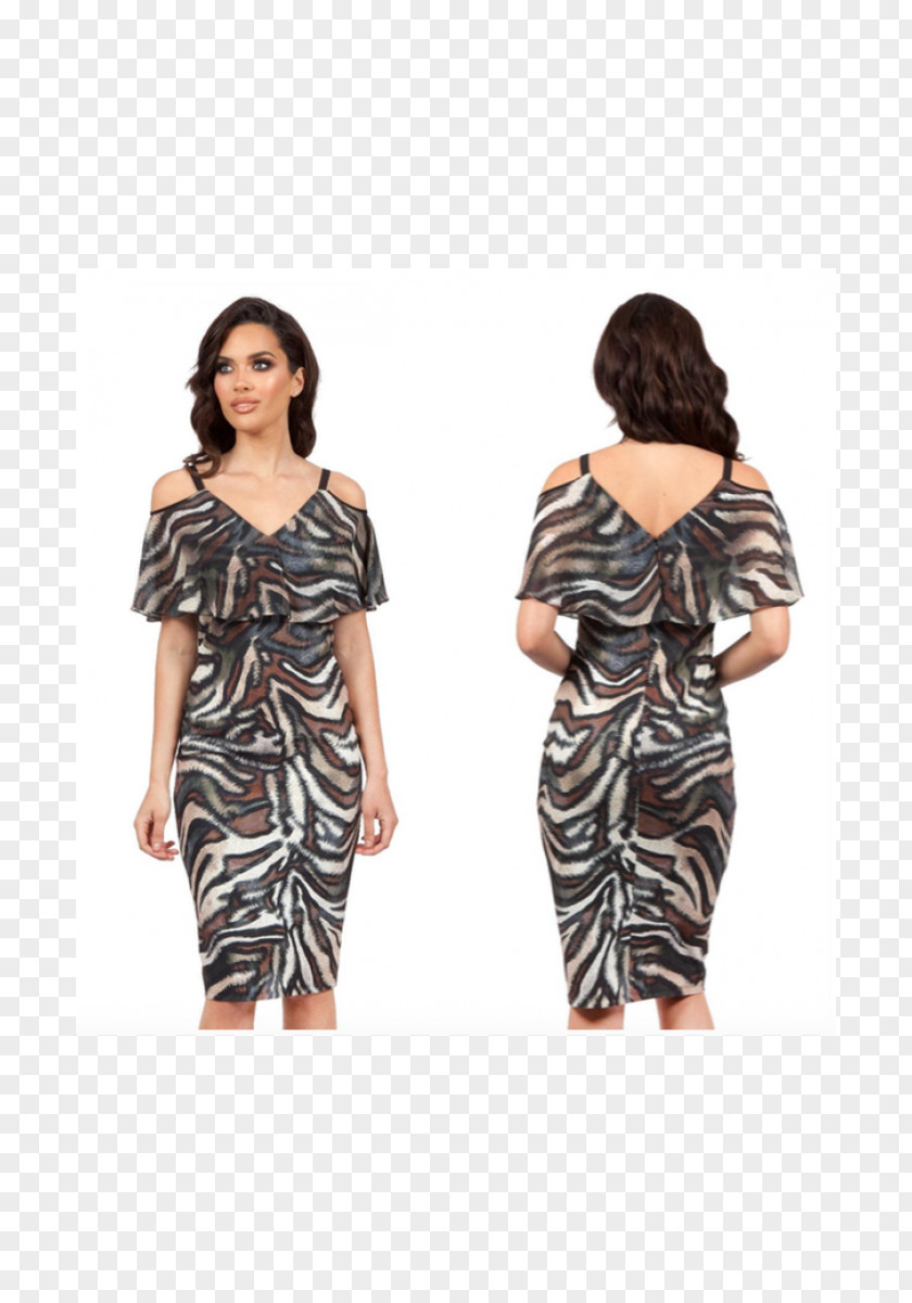Fashion Woman Printing Shoulder Sleeve Dress PNG