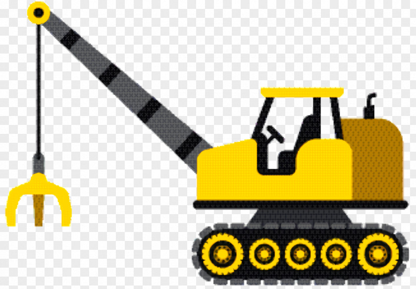 Crane Vehicle Yellow Background PNG
