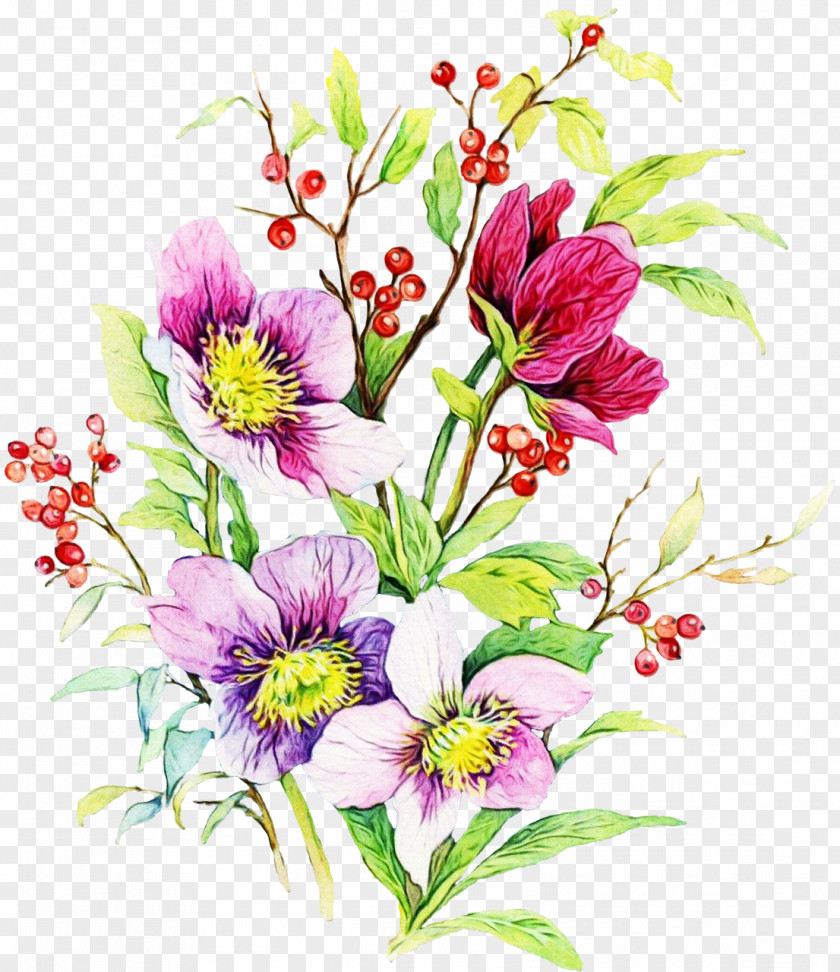 Textile Watercolor Painting Design Flower PNG