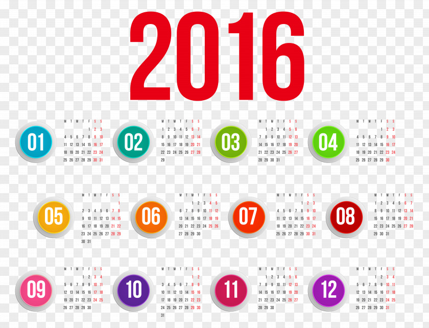 2016 Calendar Cliparts Clip Art PNG