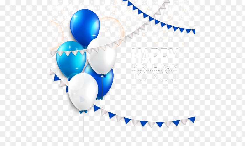 Beautiful Blue And White Balloons Birthday Card Vector Wedding Invitation Light Balloon Greeting PNG
