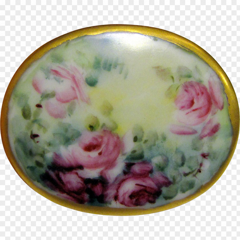 Chinese Porcelain Brooch Plate Antique Pin PNG