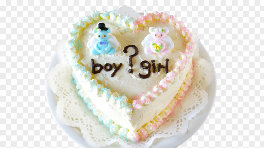 Heart Cake Sugar Cream Pie Cupcake Gender Reveal PNG