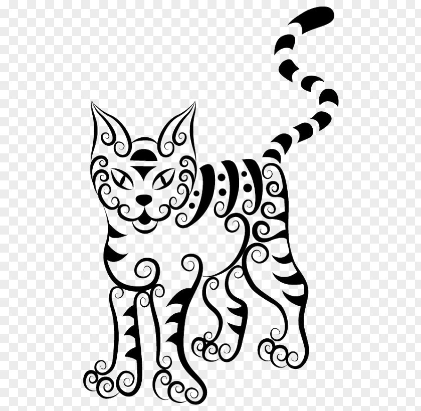 Creative Pattern Cat Motif Ornament Illustration PNG