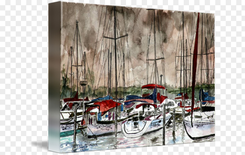 Painting Watercolor Canvas Gallery Wrap Sailboat PNG