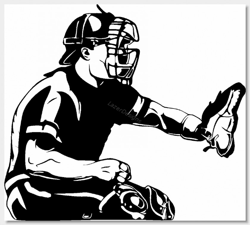 Baseball Clips Catcher Black And White Clip Art PNG