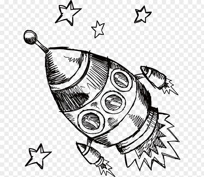 Rocket Visual Arts Black And White Drawing Clip Art PNG