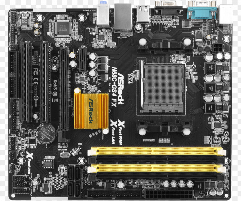 Nvidia Motherboard ASRock N68C-GS4 FX Socket AM3+ NForce PNG