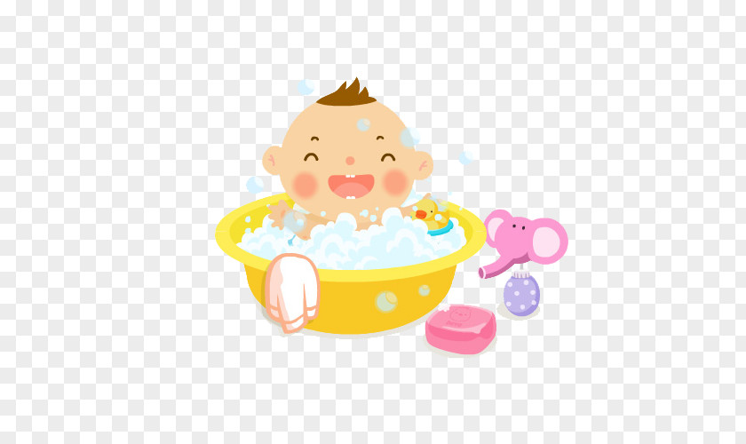 Smiling Baby Bath Picture Material Smile Infant Bathing Child PNG