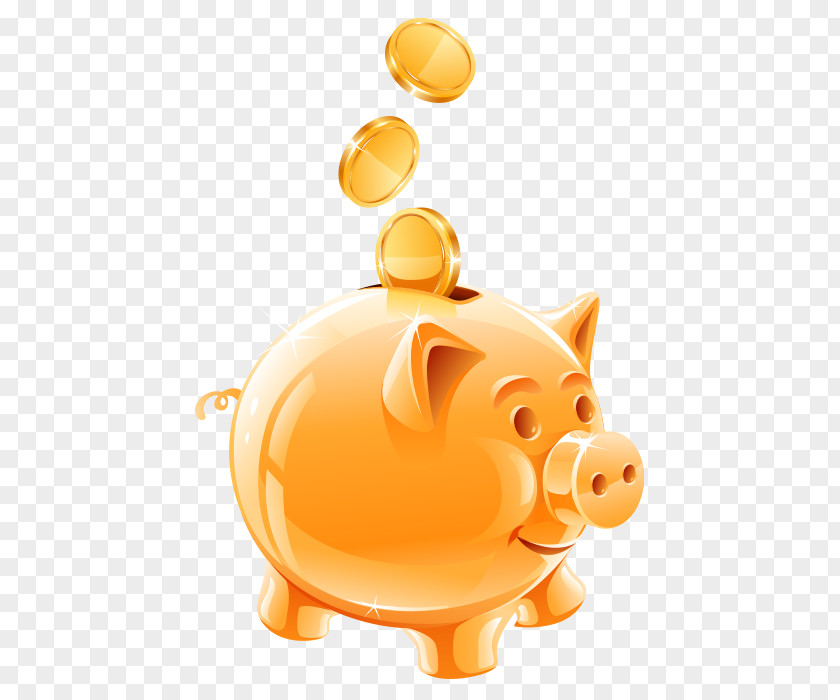 Golden Piggy Bank Vector Money Saving PNG