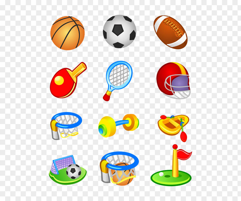 Cartoon Sports Equipment Vegetable Fruit Flower Clip Art PNG