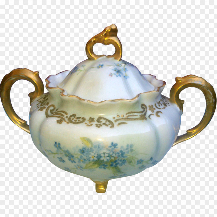 Hand-painted Flowers Decorated Tureen Porcelain Kettle Teapot Tennessee PNG
