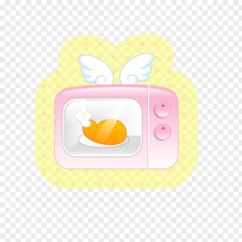 Oven Chicken Wings Painted Pink Cartoon Yellow Illustration PNG