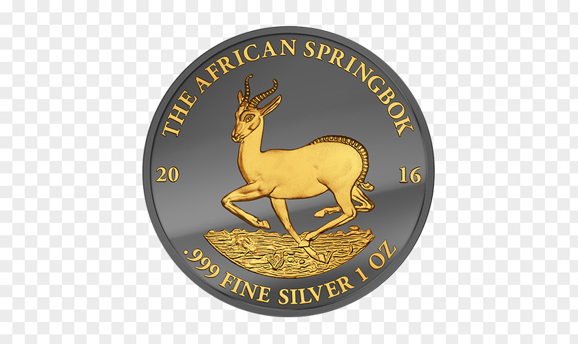 Gold Gabon African Springbok Silver Coin PNG