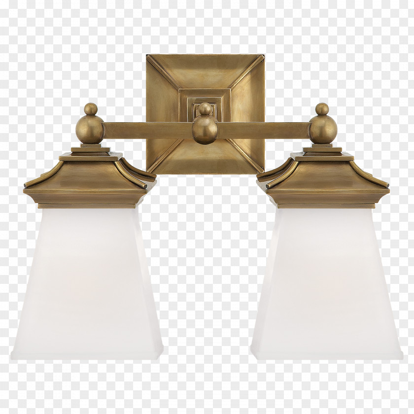 Double Light Sconce Bronze Glass PNG