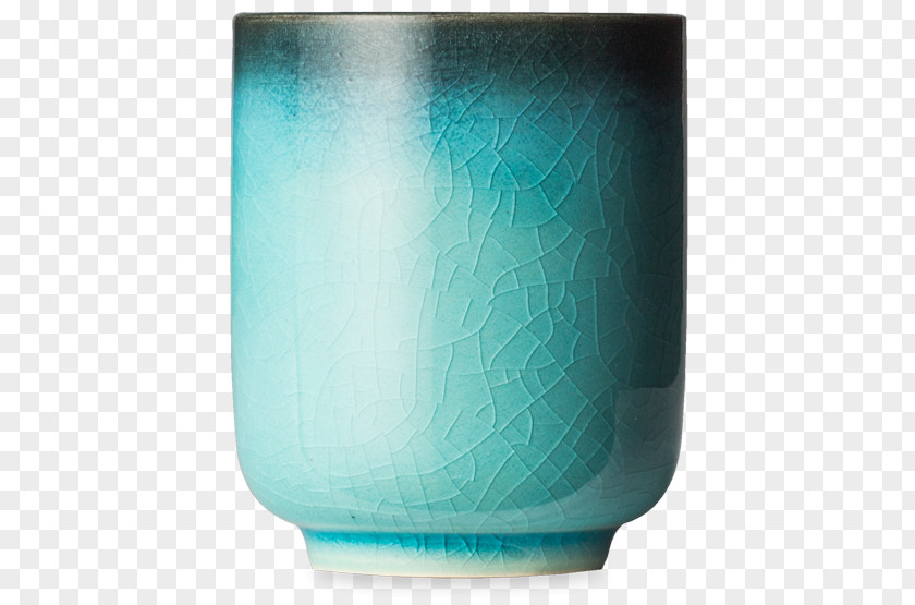 Teacup Glass Vase Turquoise PNG