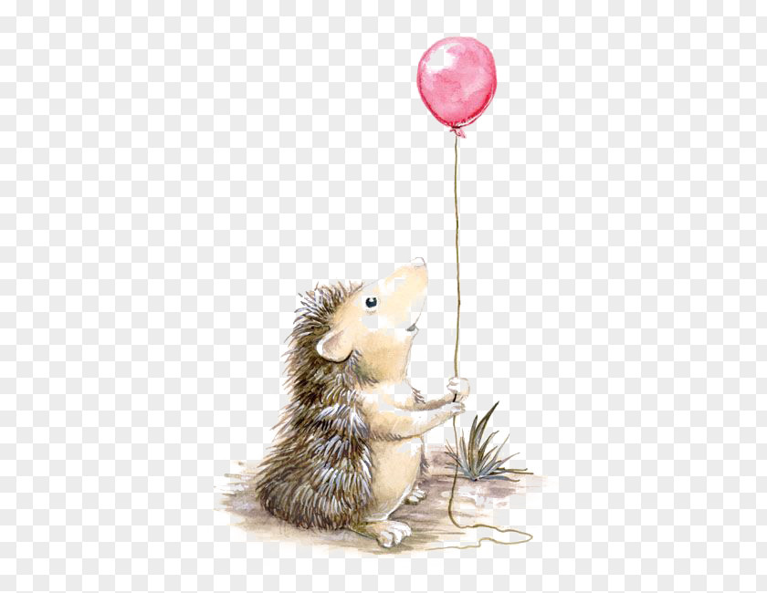 Pulled The Balloon Hedgehog Seventh Bride Drawing Watercolor Painting Illustration PNG
