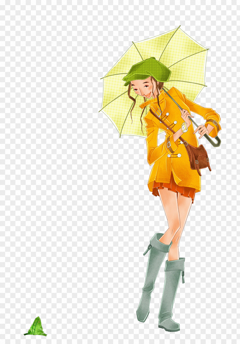 Umbrella Girls Designer Illustration PNG