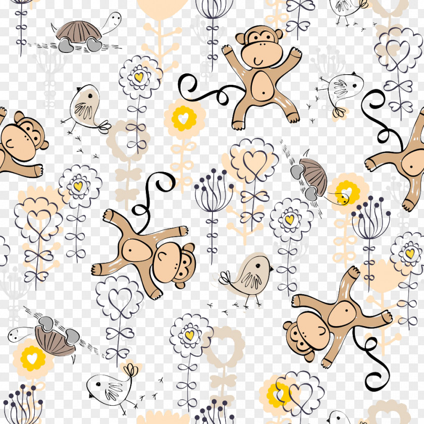Vector Monkey Background Paper Adhesive Partition Wall Coating Wallpaper PNG