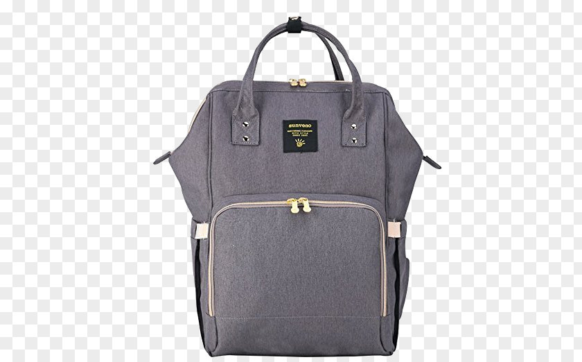 Gray Zipper Diaper Bags Backpack Mother PNG