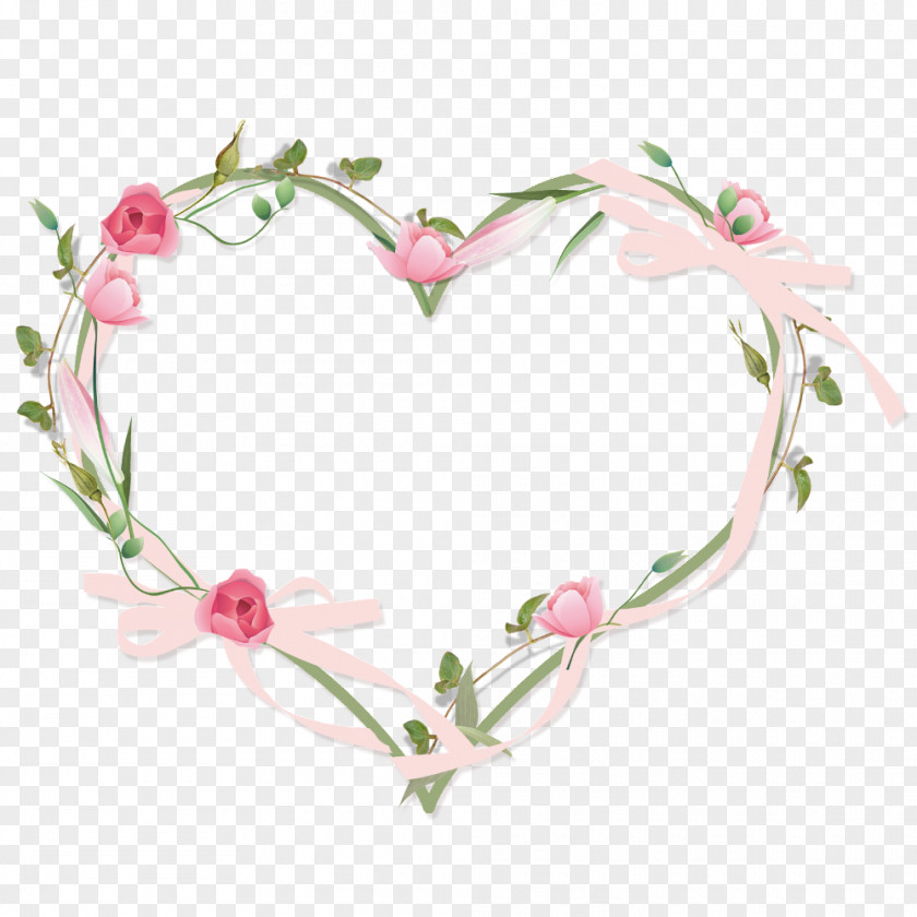 Ps Flower Border Picture Material Heart Garden Roses Clip Art PNG