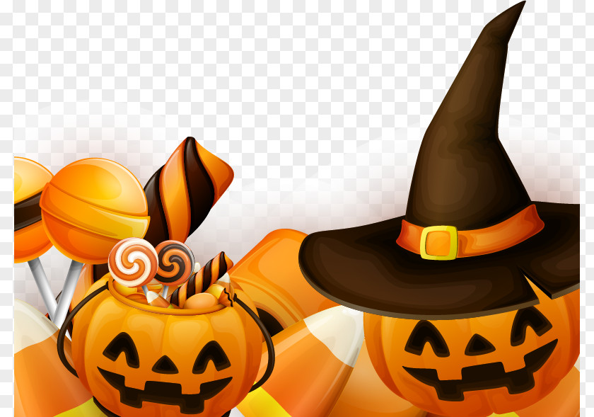 Vector Pumpkin Hat And Lollipop Halloween Costume Party Allxe9e De LAgora PNG