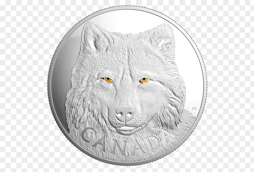 Wolf Eyes Gray Canada Silver Coin PNG