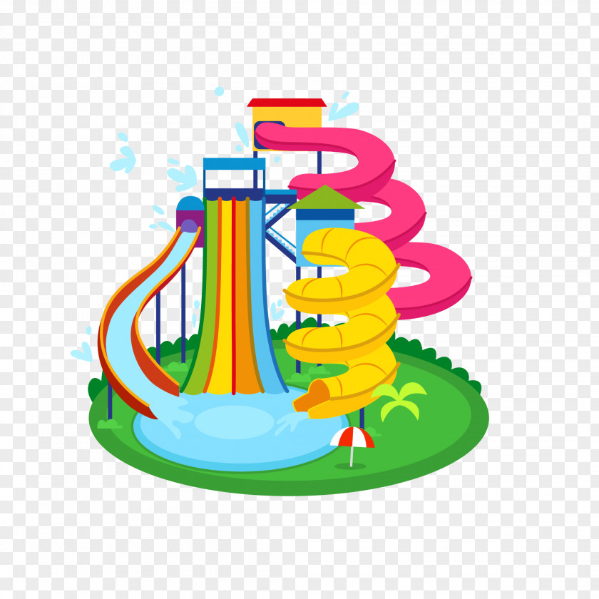Vector Color Playground Water Slide Wedding Invitation Park Birthday Party PNG