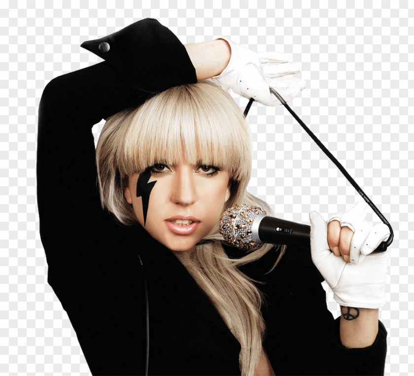 Singing Lady Gaga PNG Gaga, woman holding black and gray microphone clipart PNG