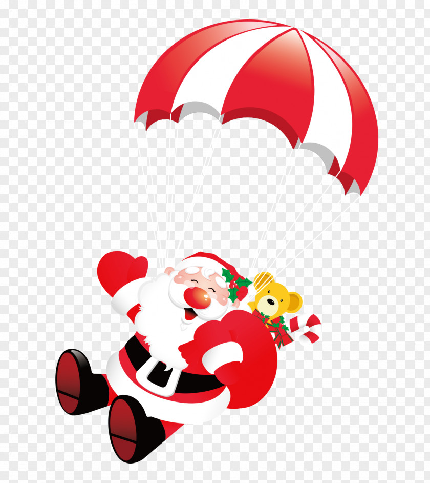 Santa Claus Bailed Out With A Gift On His Back Flight Christmas Clip Art PNG