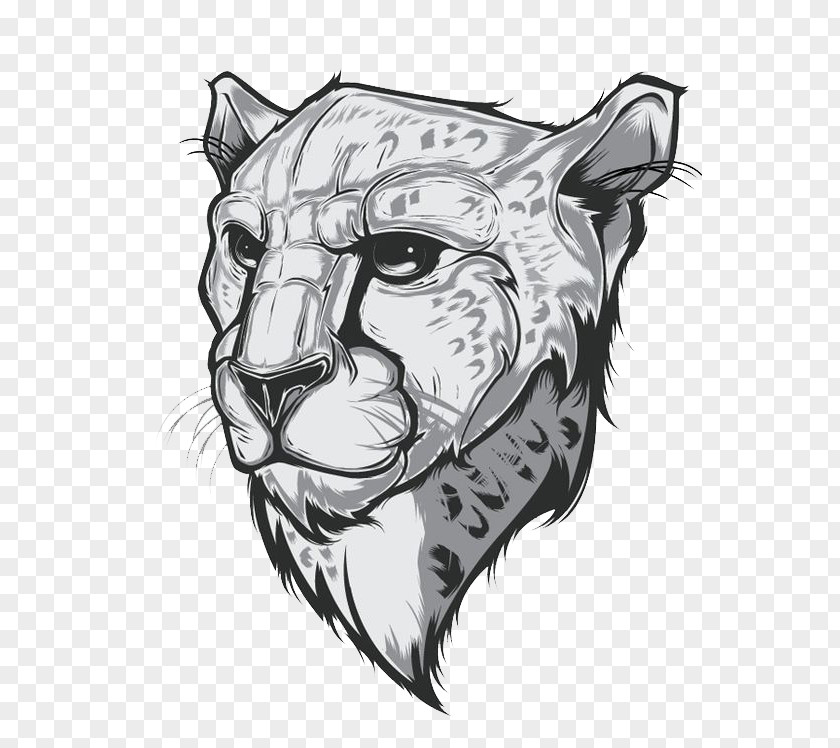 Silver-white Leopard Creative Perspective Cheetah T-shirt Drawing Behance Illustration PNG